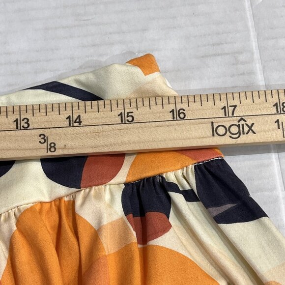 Necessary Object Skirt Womens M Orange Gray Floral Mini Aline Artsy Boho Hippie - Picture 6 of 8